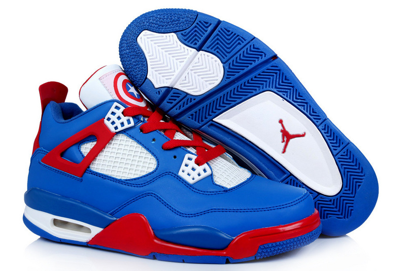 Air Jordan 4 Men Shoes Blue/Red Online